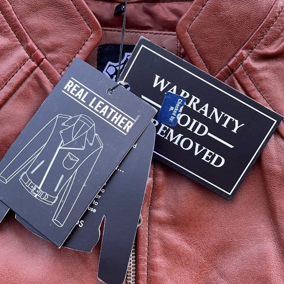 🌺 REAL LEATHER; Brand New with Tags! British Tan Leather Jacket Misses Sz. XS!! - Picture 6 of 13
